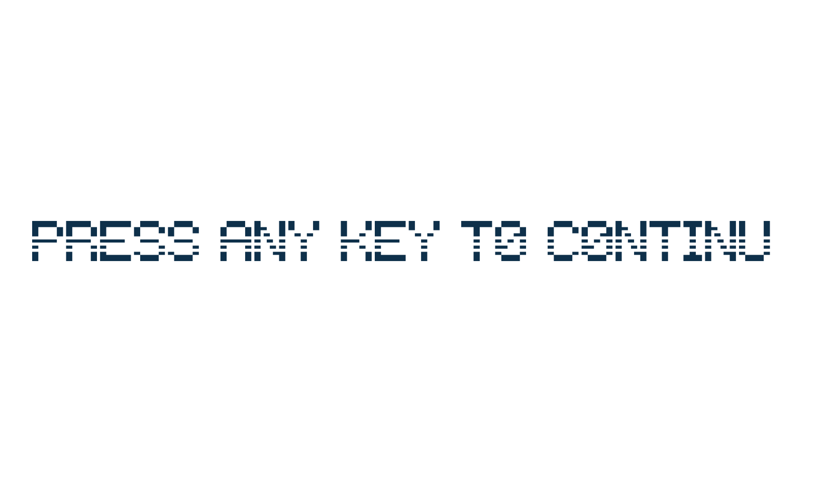 Press any key to continue, techno lcd sci-fi font preview