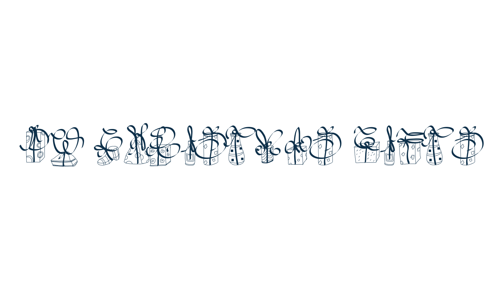PW Christmas Gifts, fancy decorative font preview
