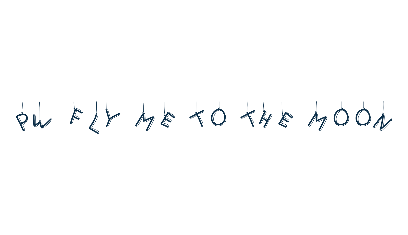 PW Fly me to the moon, fancy various decorative font preview
