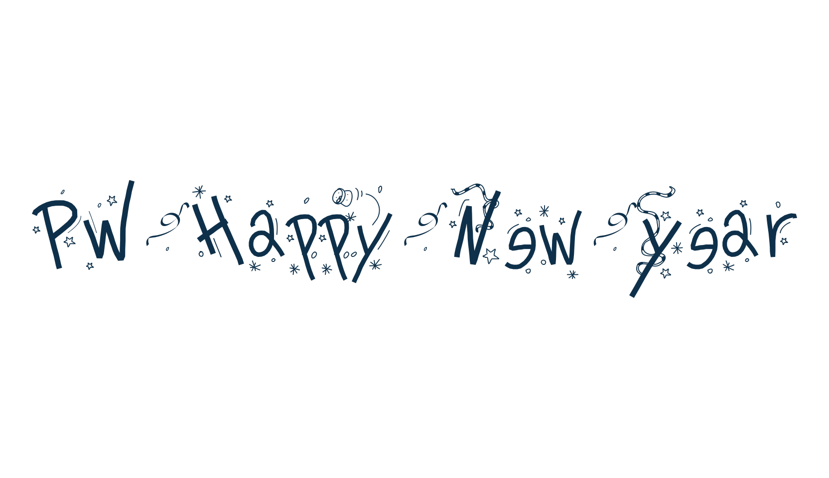 PW Happy New Year, fancy decorative font preview