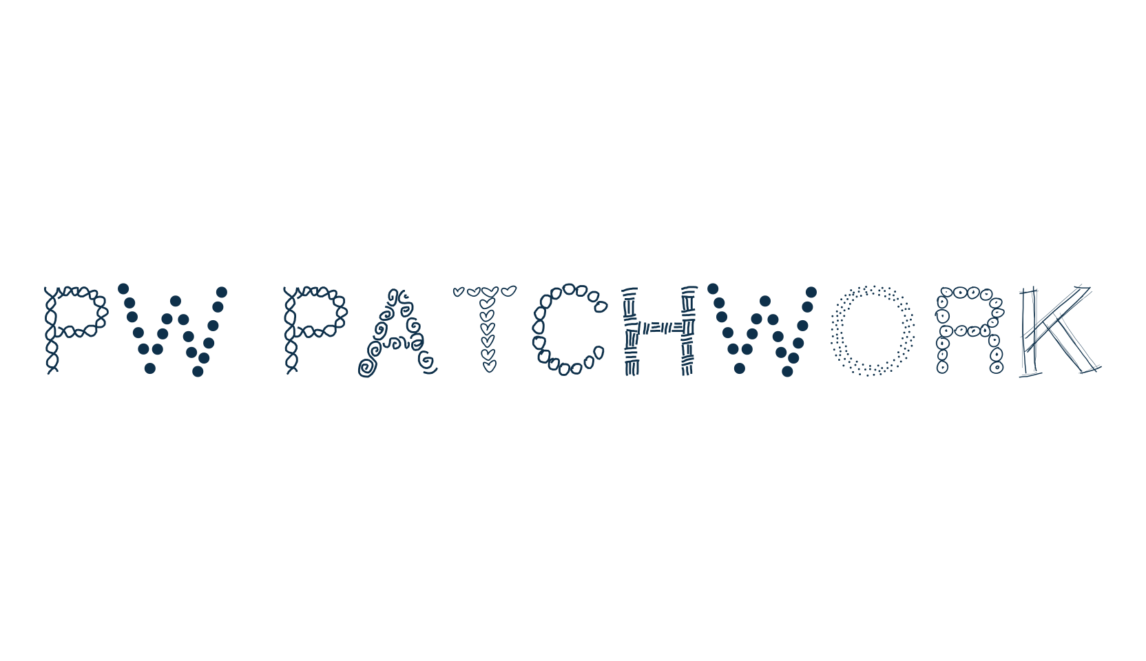 PW Patchwork, decorative font preview
