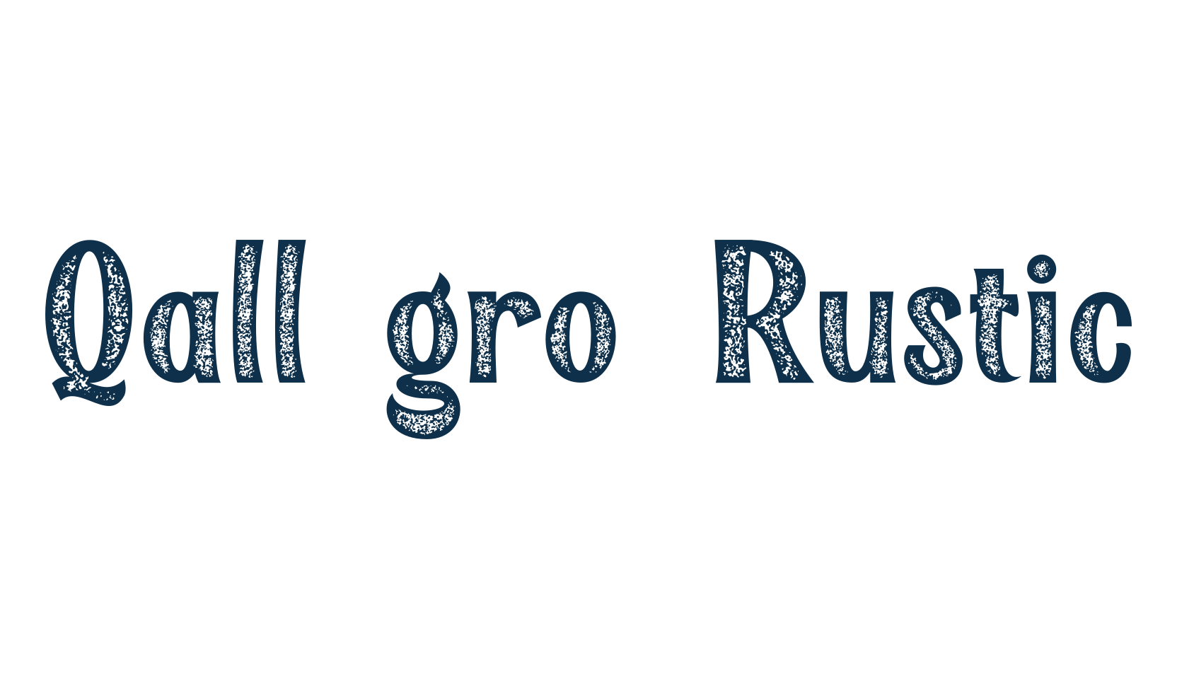 Qallégro Rustic, fancy eroded decorative font preview