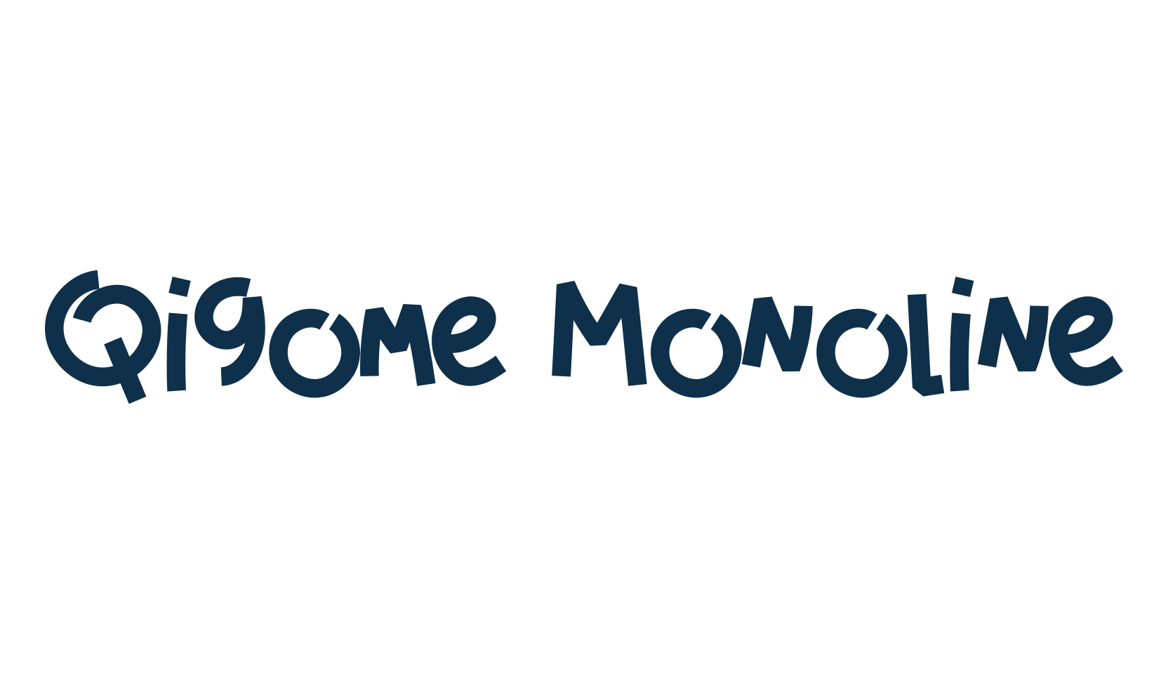 Qigome Monoline, fancy cartoon decorative font preview