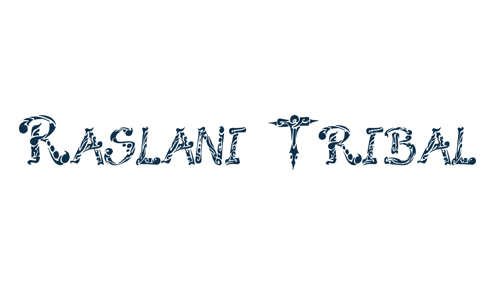Raslani Tribal, fancy decorative font preview