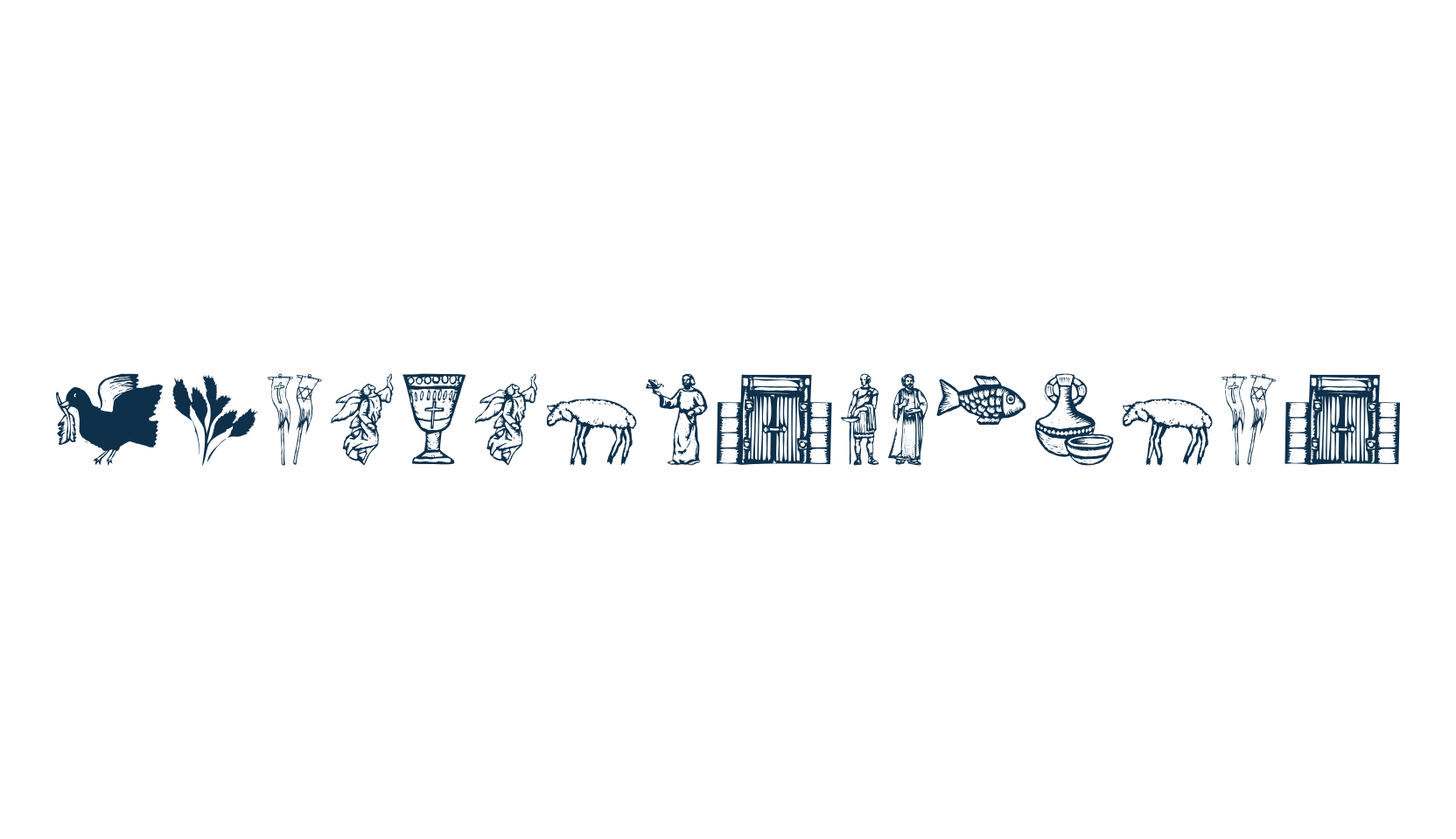 Religious Symbols, fancy decorative font preview