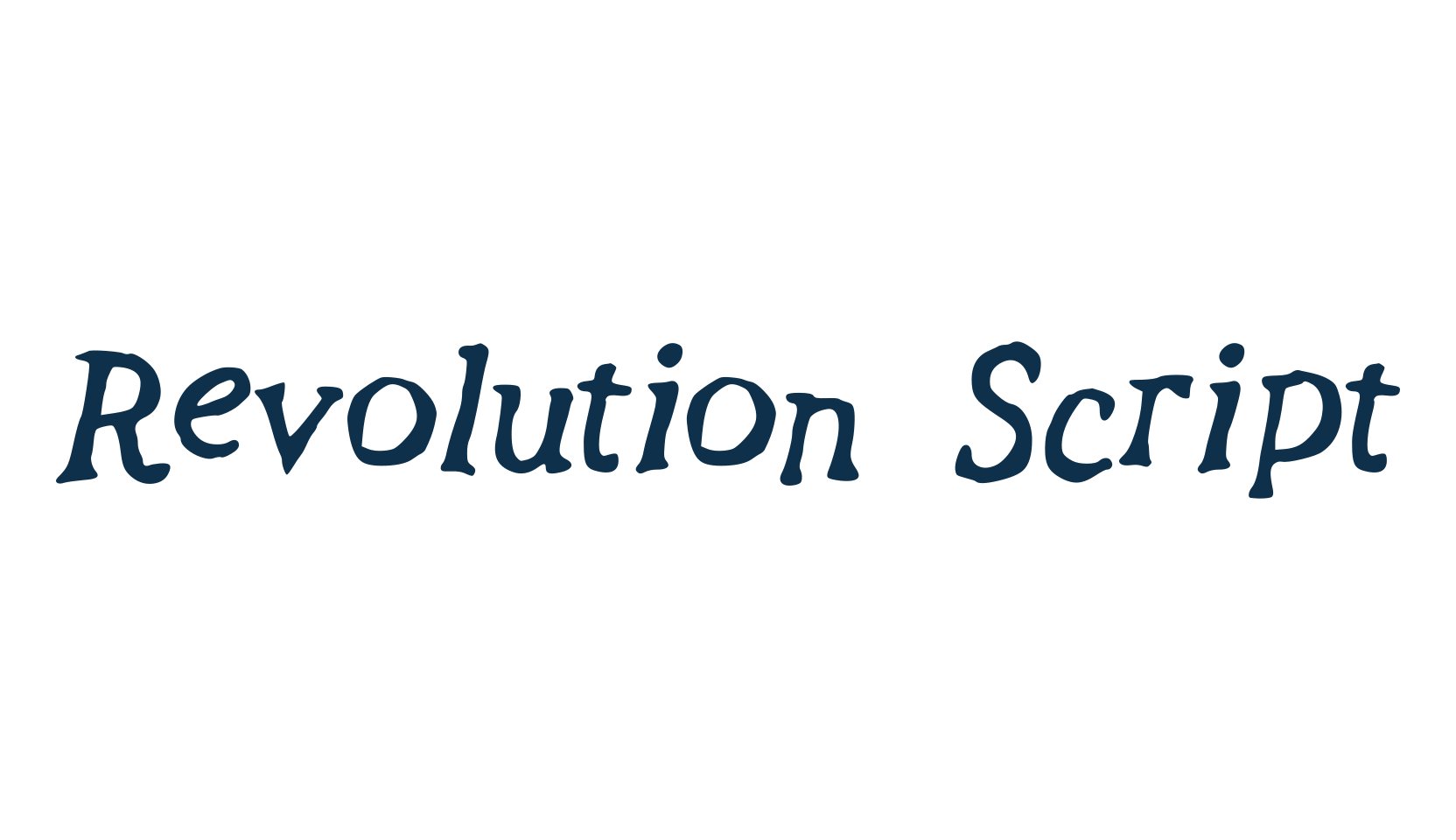 Revolution Script, fancy various decorative font preview