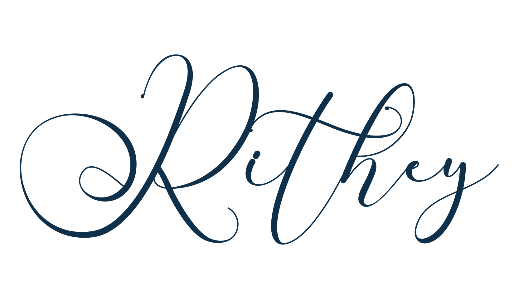 Rithey, script calligraphy fancy decorative font preview