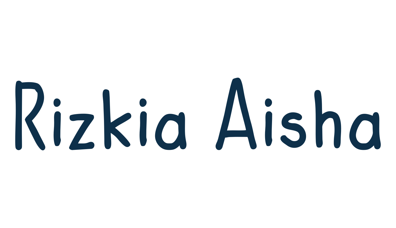 Rizkia Aisha, script handwritten fancy decorative calligraphy font preview
