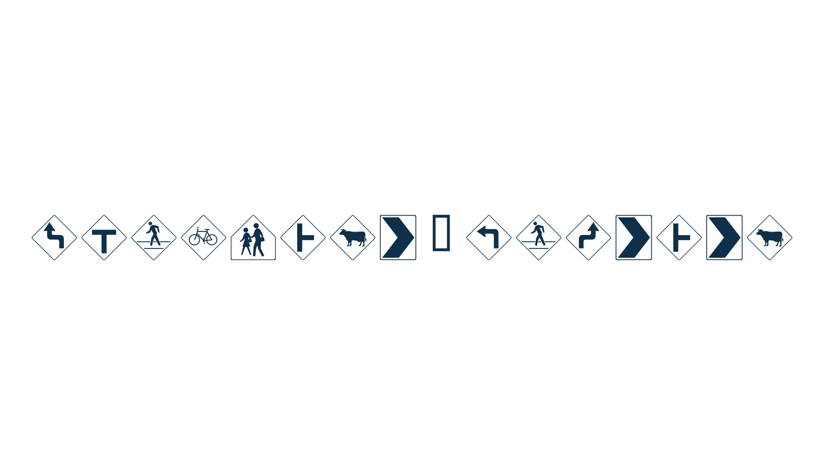 RoadSign + Warning, fancy decorative font preview
