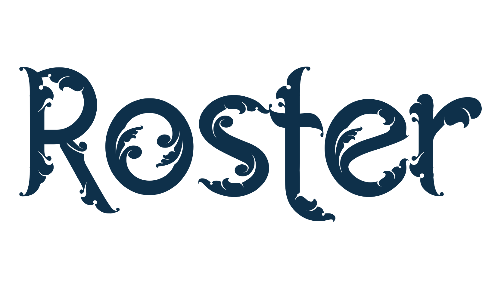Roster, fancy decorative font preview