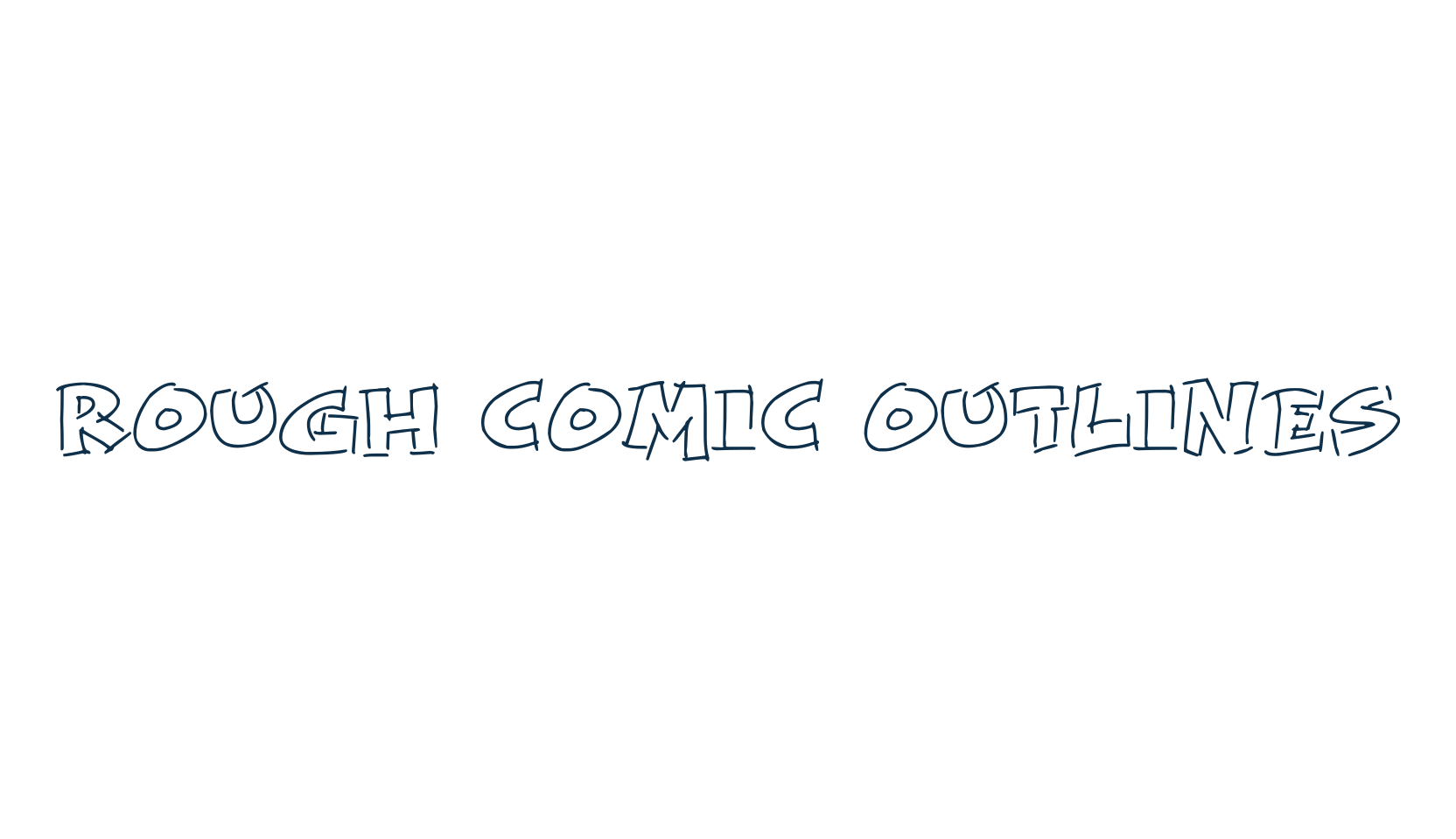 Rough Comic Outlines, cartoon font preview
