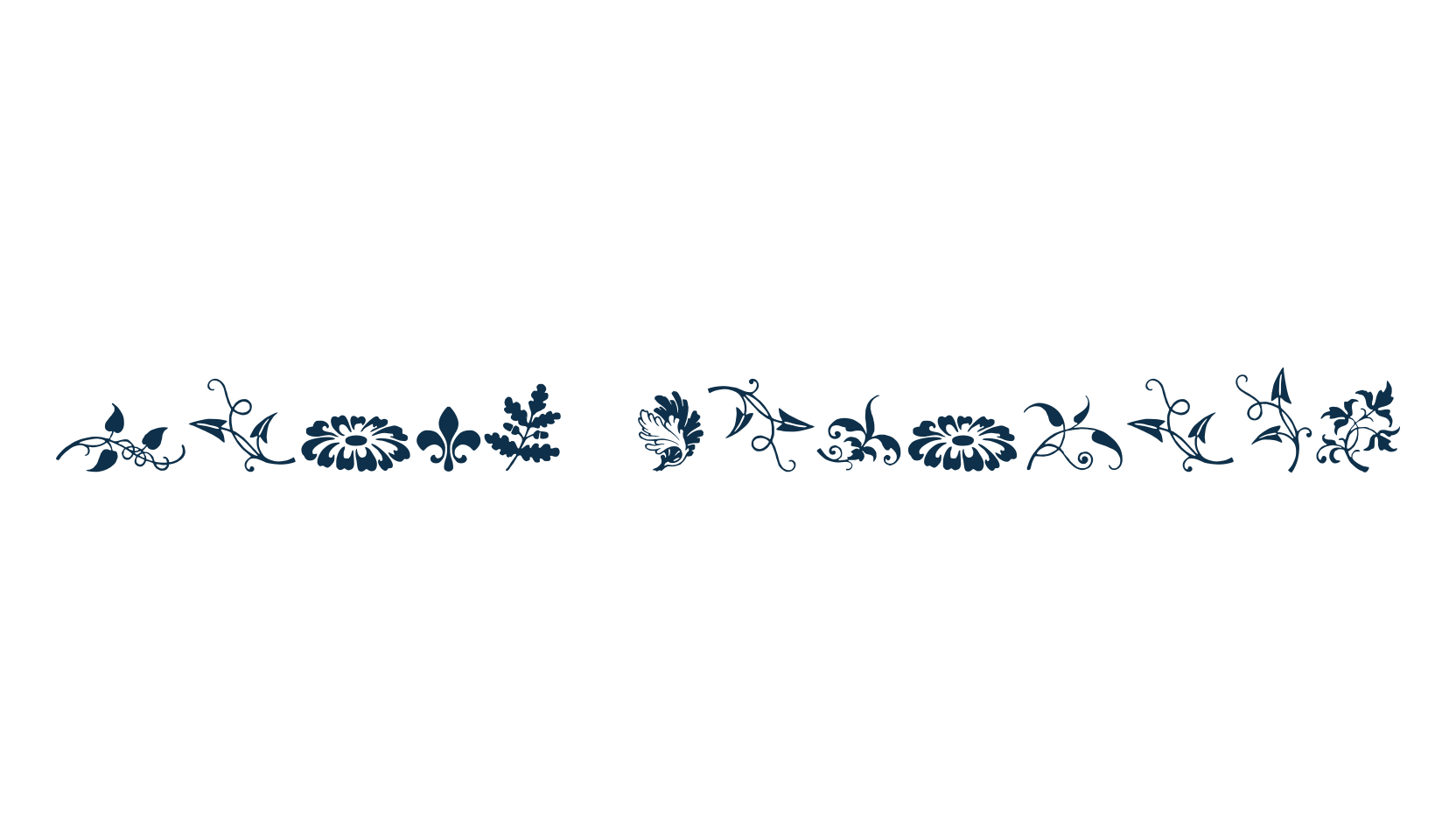 Rough Fleurons, fancy decorative font preview