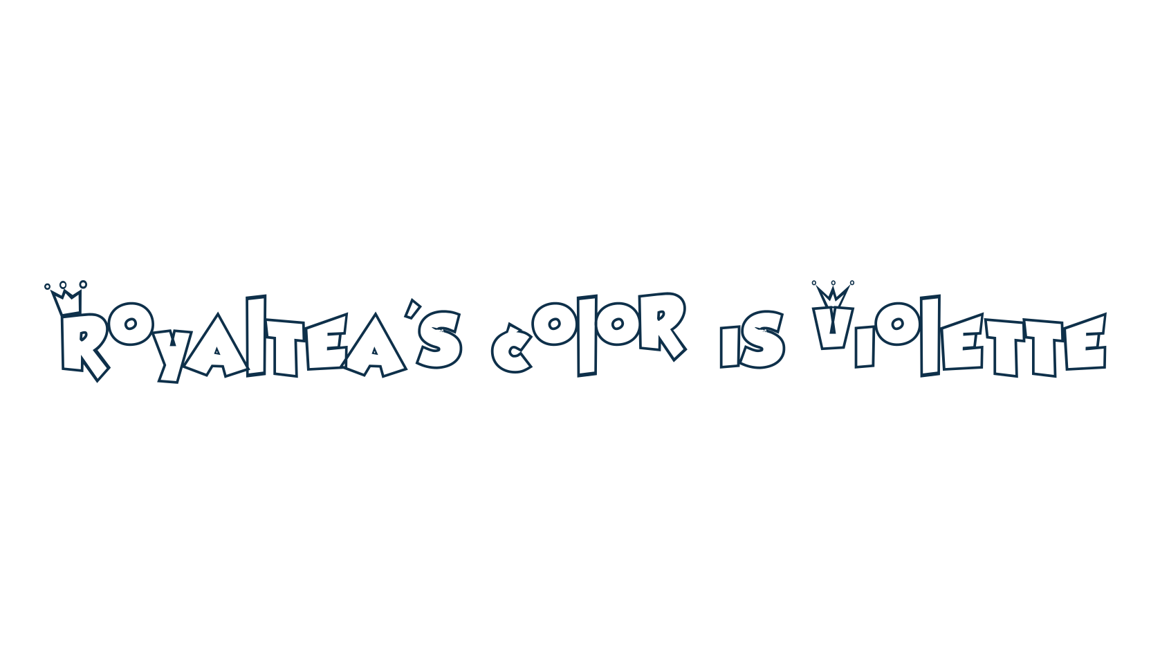 Royaltea's color is Violette, fancy cartoon decorative font preview