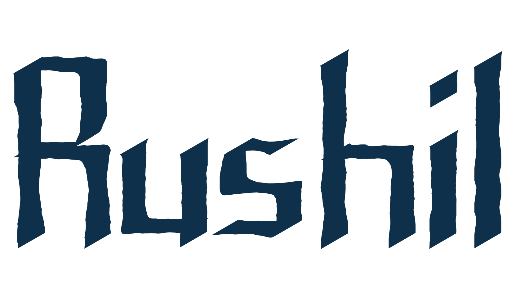 Rushil, fancy eroded decorative font preview