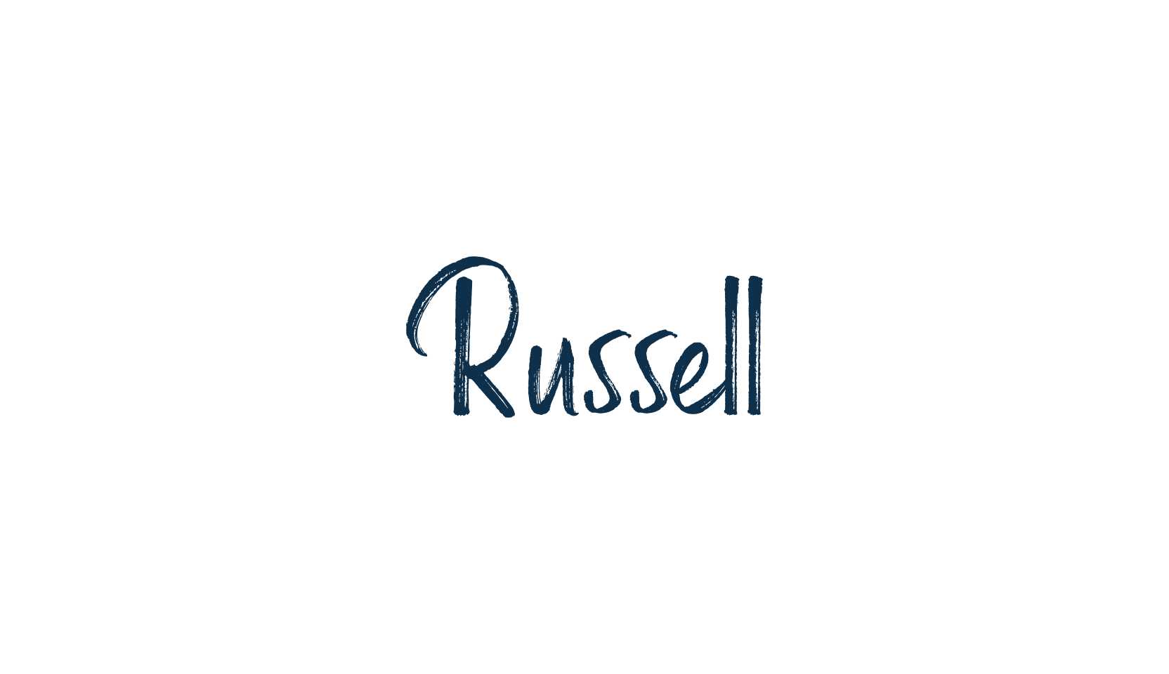 Russell, script brush fancy decorative calligraphy font preview