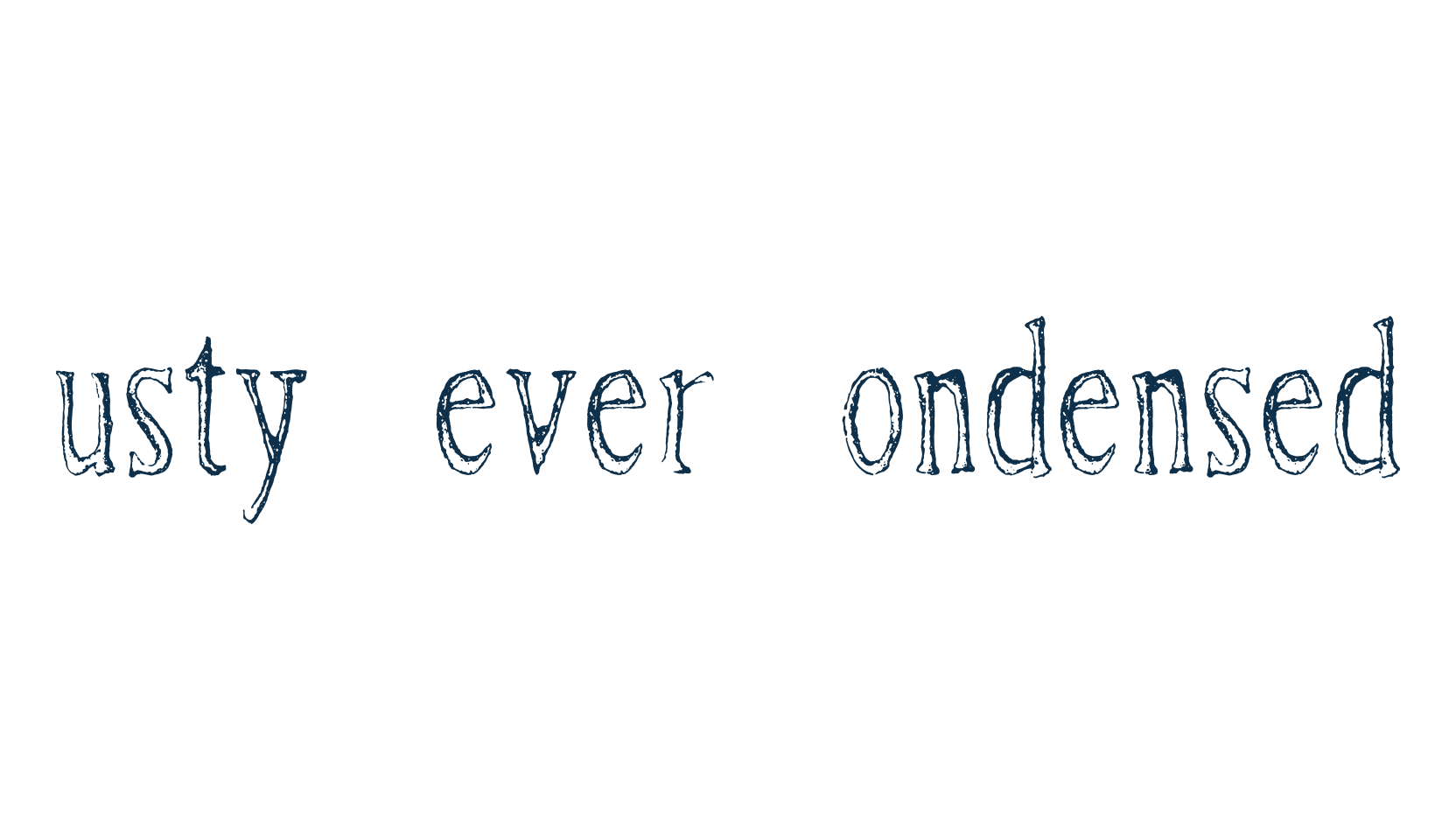 Rusty Fever Condensed, eroded font preview