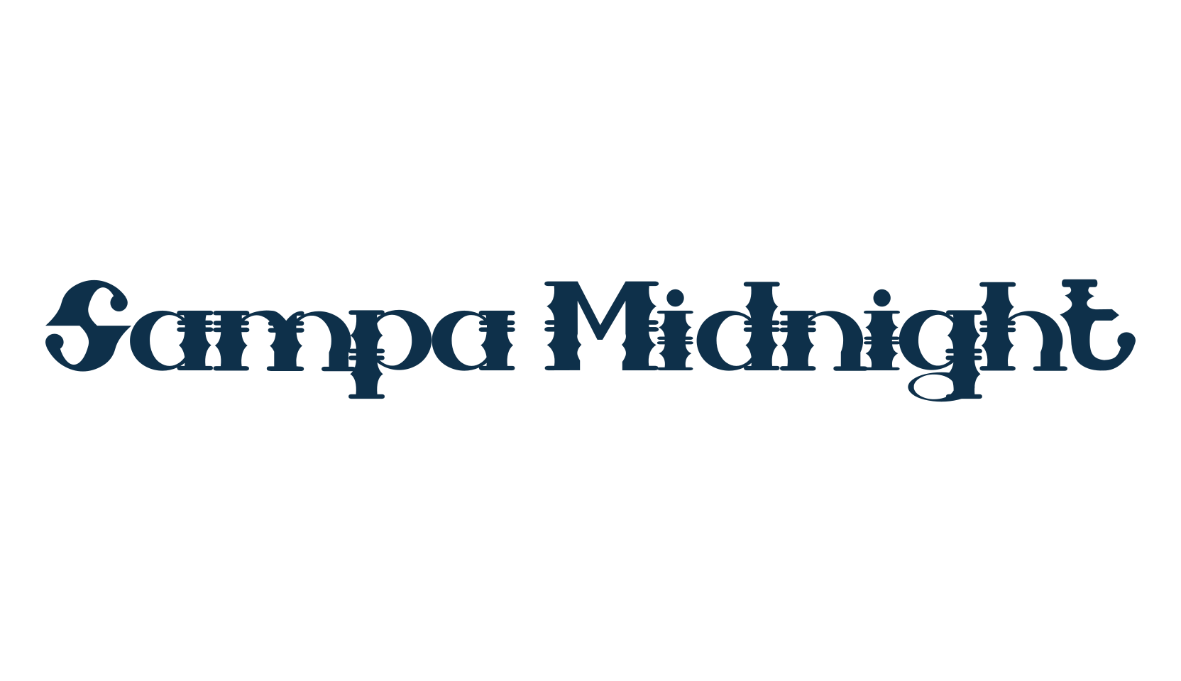 Sampa Midnight, fancy retro decorative font preview