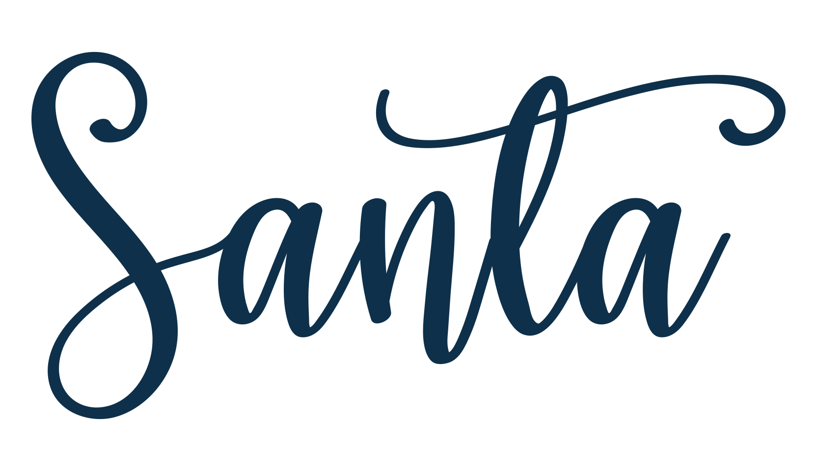 Santa, script calligraphy fancy decorative font preview