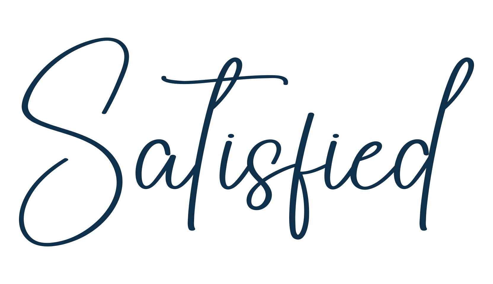 Satisfied, script handwritten fancy decorative calligraphy font preview