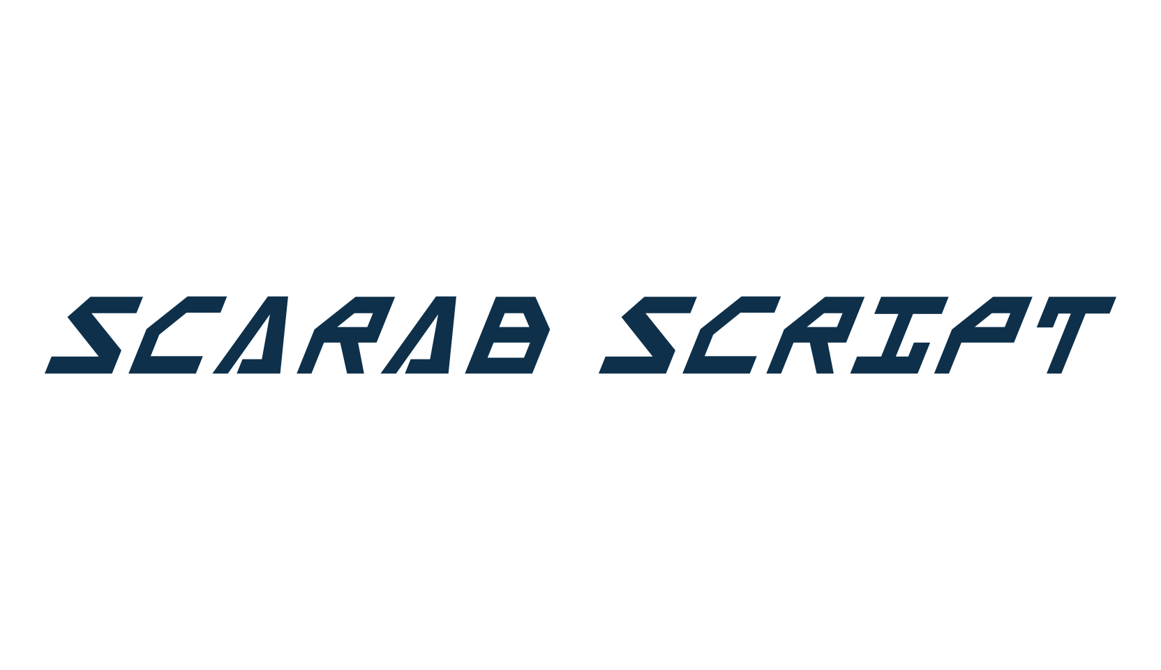 Scarab Script, fancy various techno sci-fi font preview
