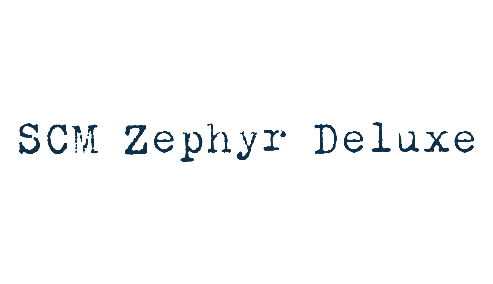 SCM Zephyr Deluxe, fancy typewriter decorative font preview