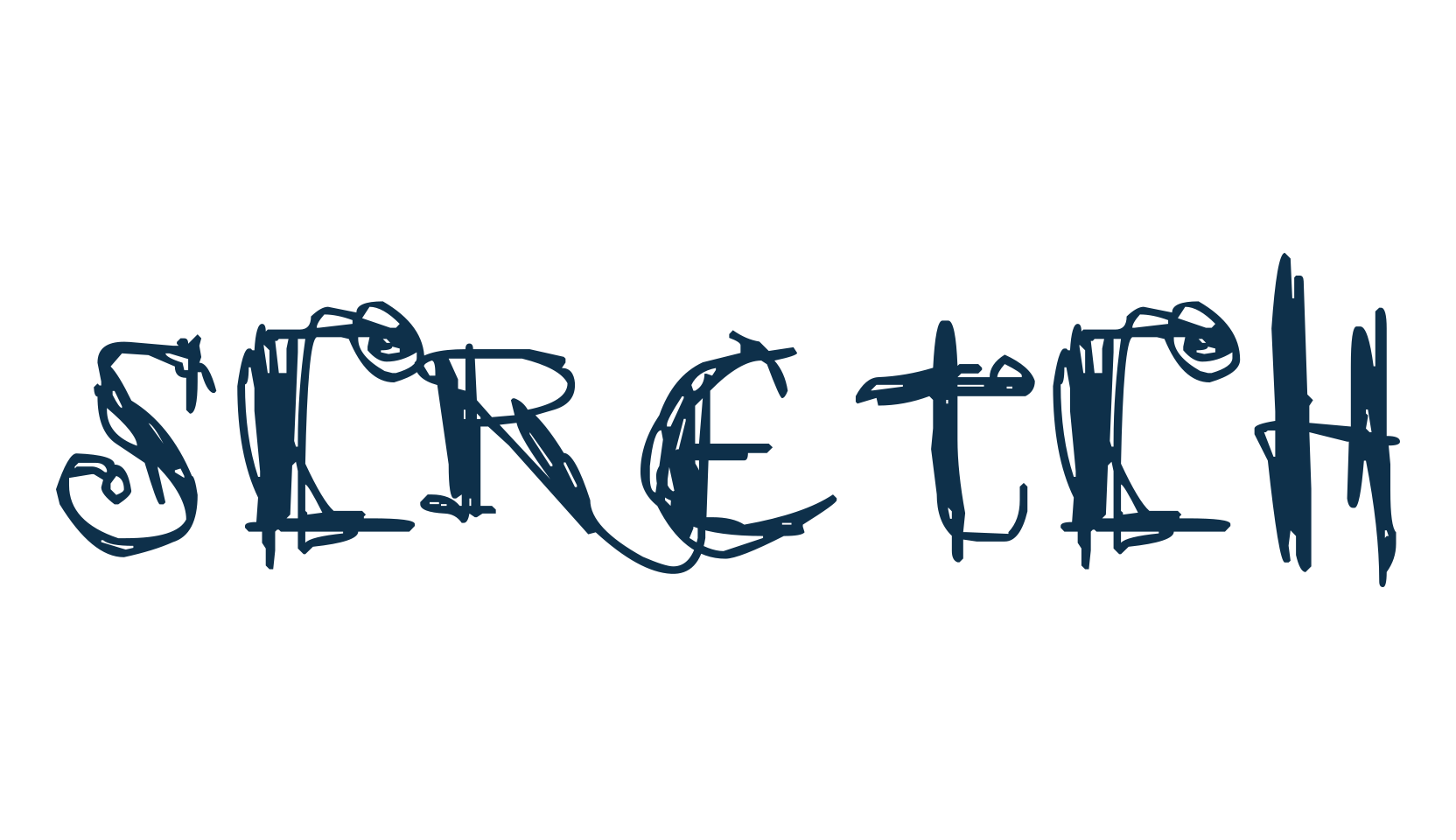 Scretch, script trash fancy decorative calligraphy font preview