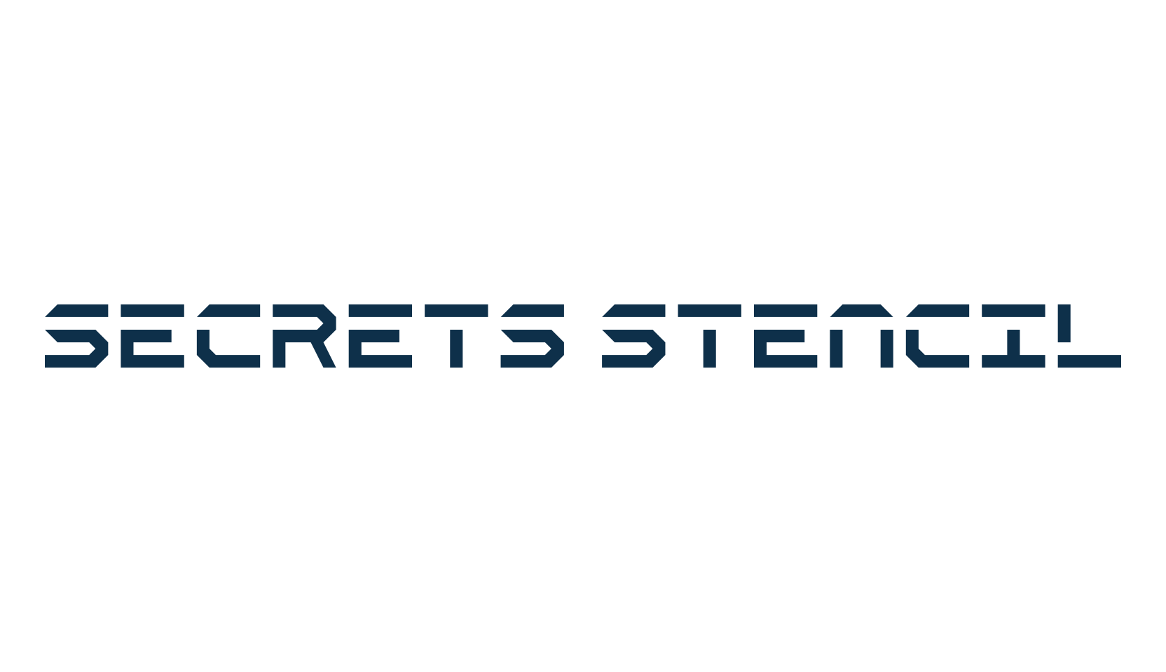 Secrets Stencil, fancy stencil, army decorative font preview