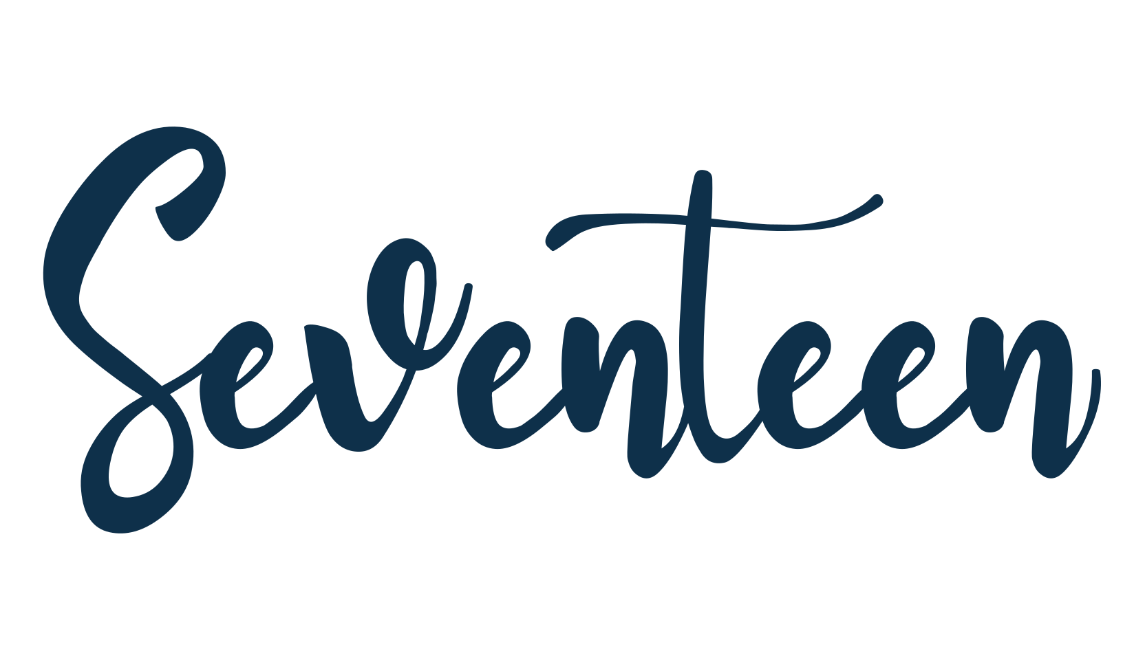 Seventeen (seventeen), script brush fancy decorative calligraphy font preview