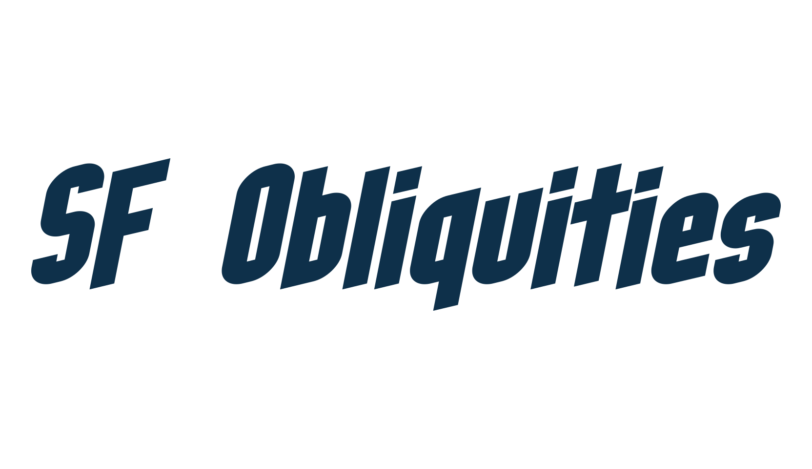SF Obliquities, distorted font preview