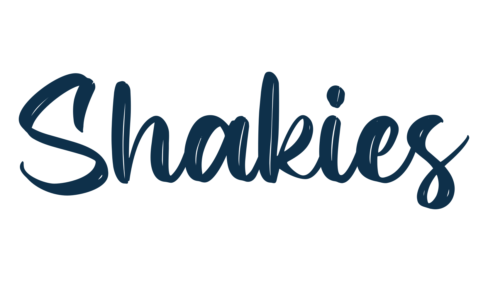 Shakies, script brush fancy decorative calligraphy font preview