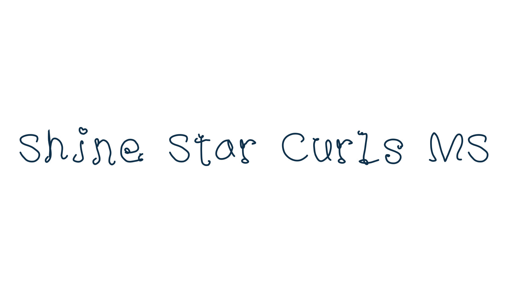 Shine Star Curls MS, fancy curly decorative font preview