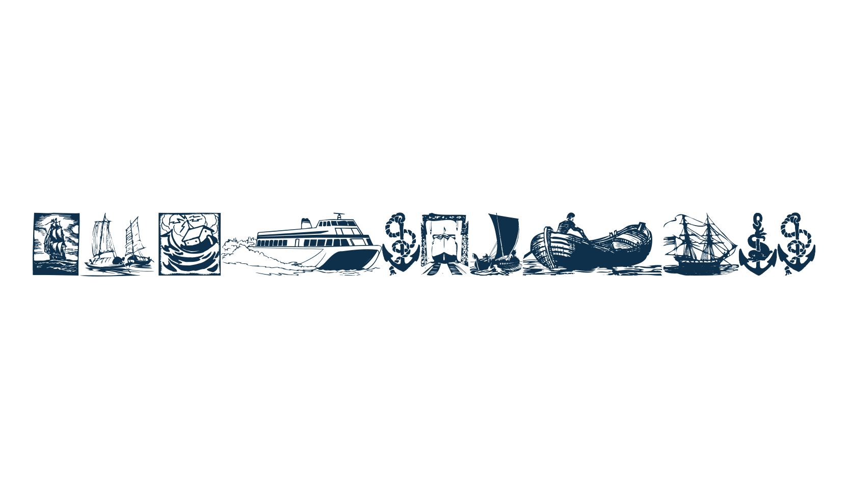 ShipsNBoats, fancy decorative font preview