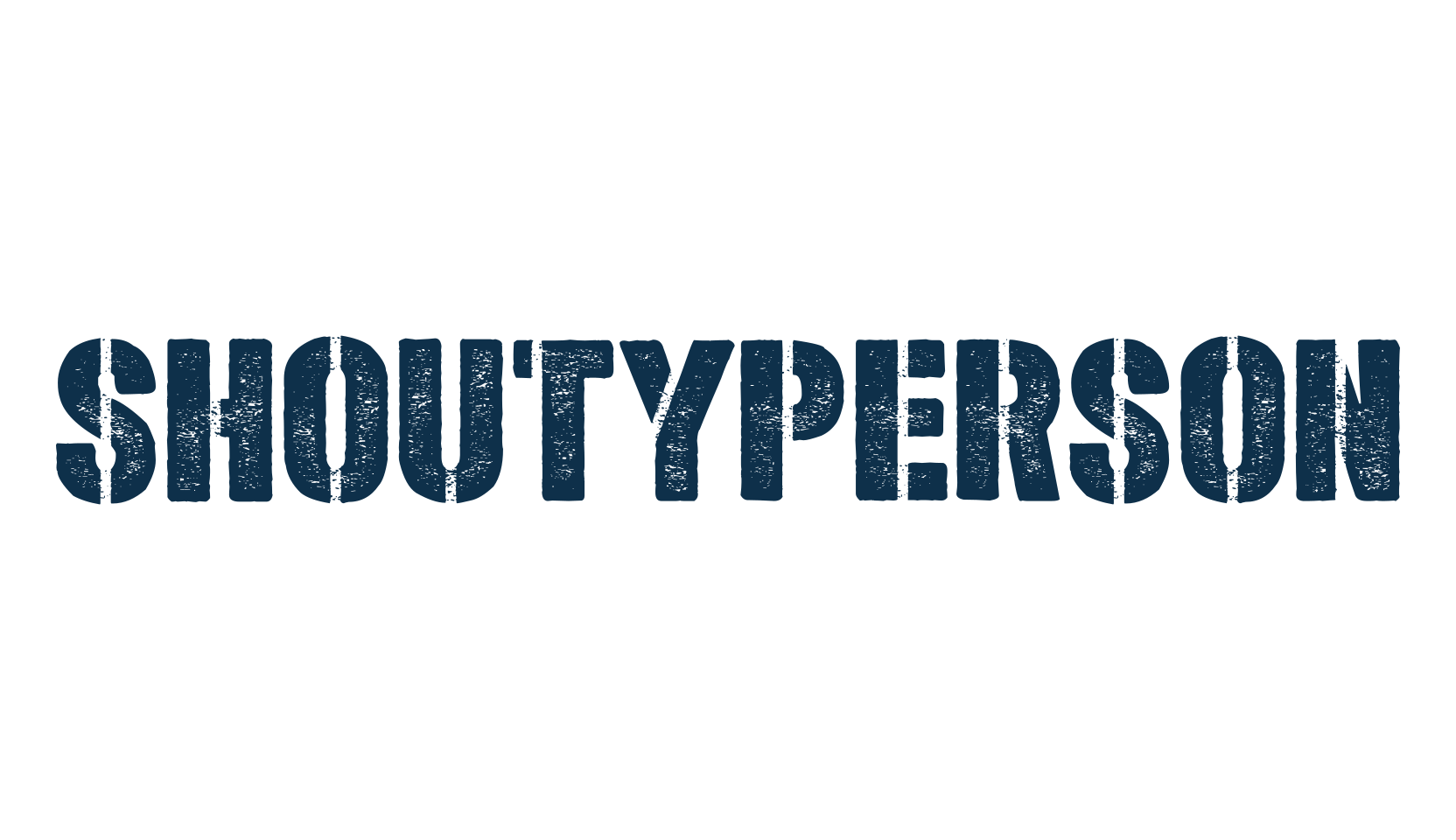 Shoutyperson, fancy stencil, army decorative font preview