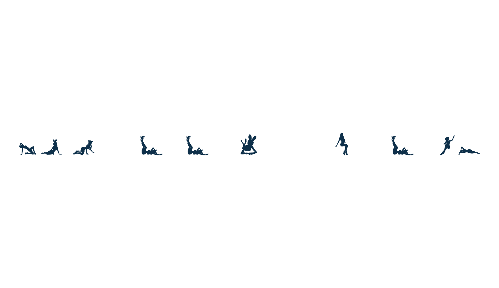 Silhouettes from Poser LT, fancy decorative font preview