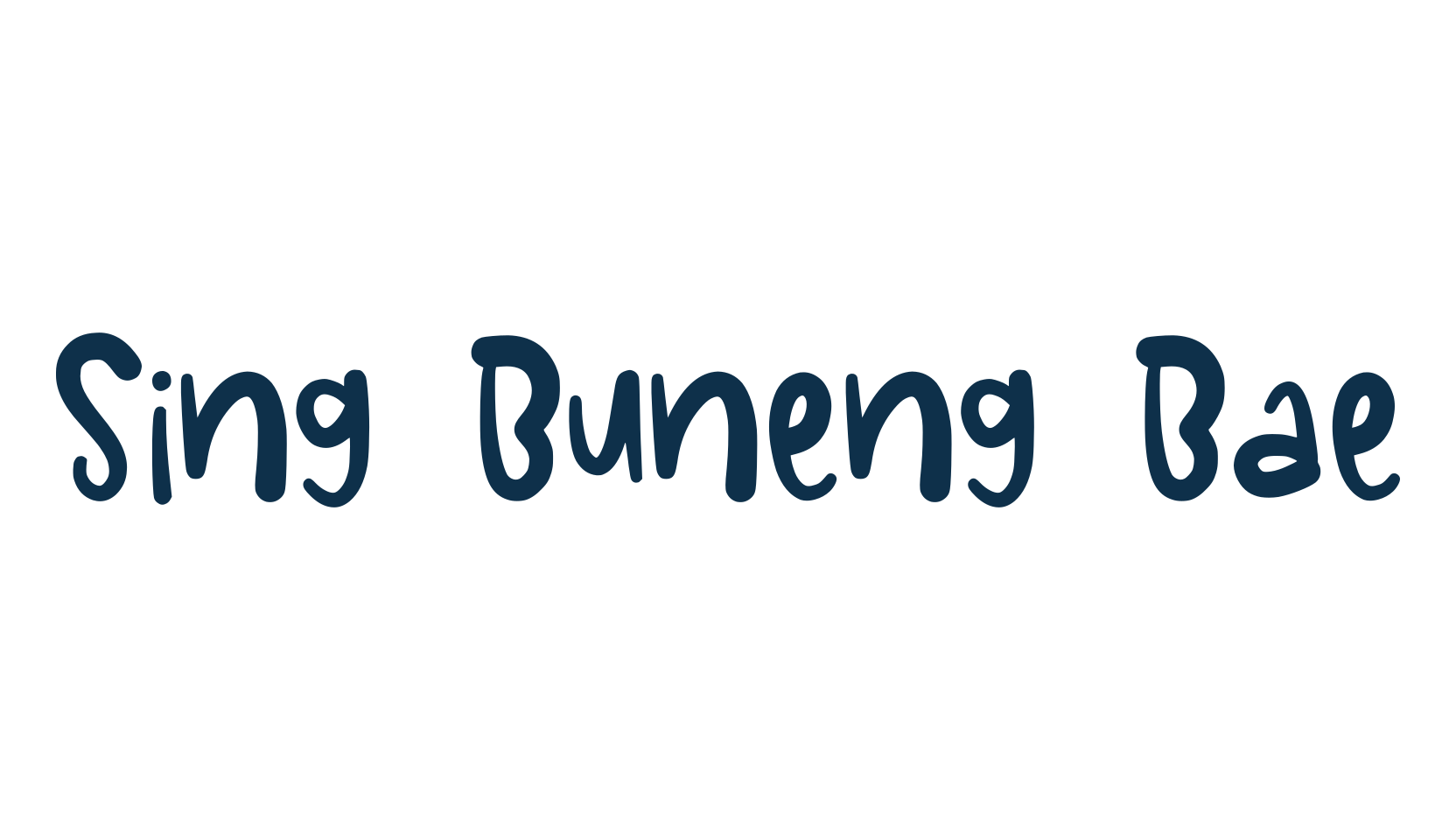 Sing Buneng Bae, fancy cartoon decorative font preview