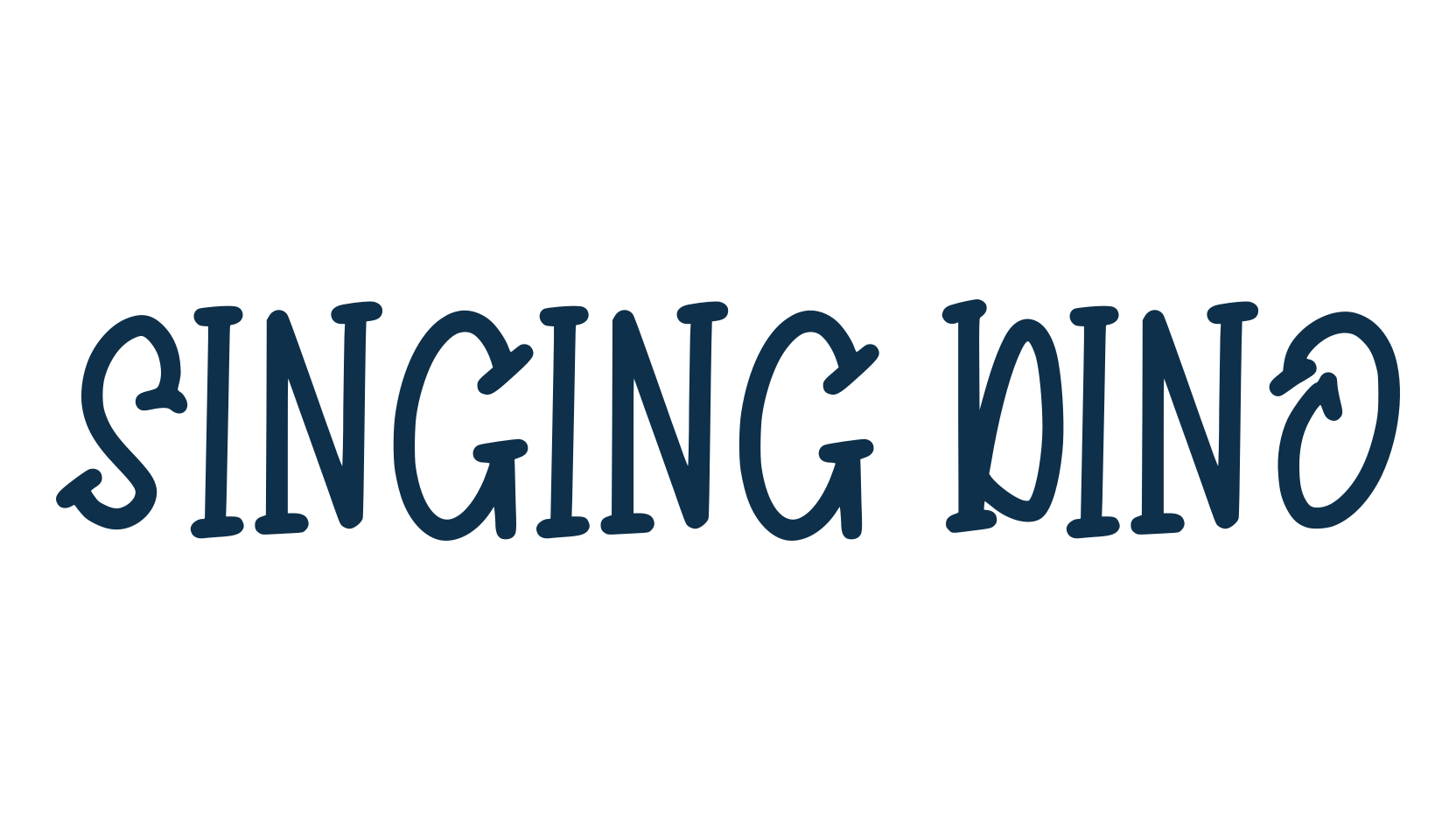 Singing Dino, fancy cartoon decorative font preview