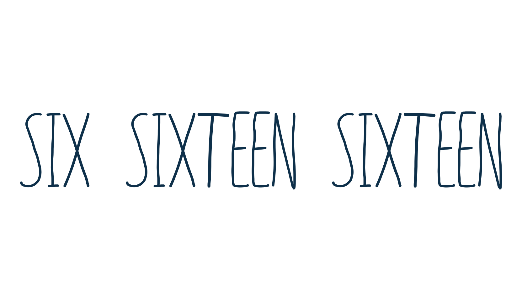 Six Sixteen Sixteen, handwriting font preview