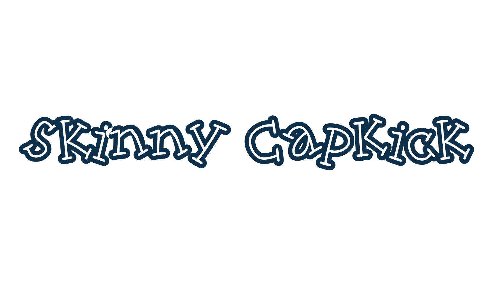 Skinny CapKick, cartoon font preview