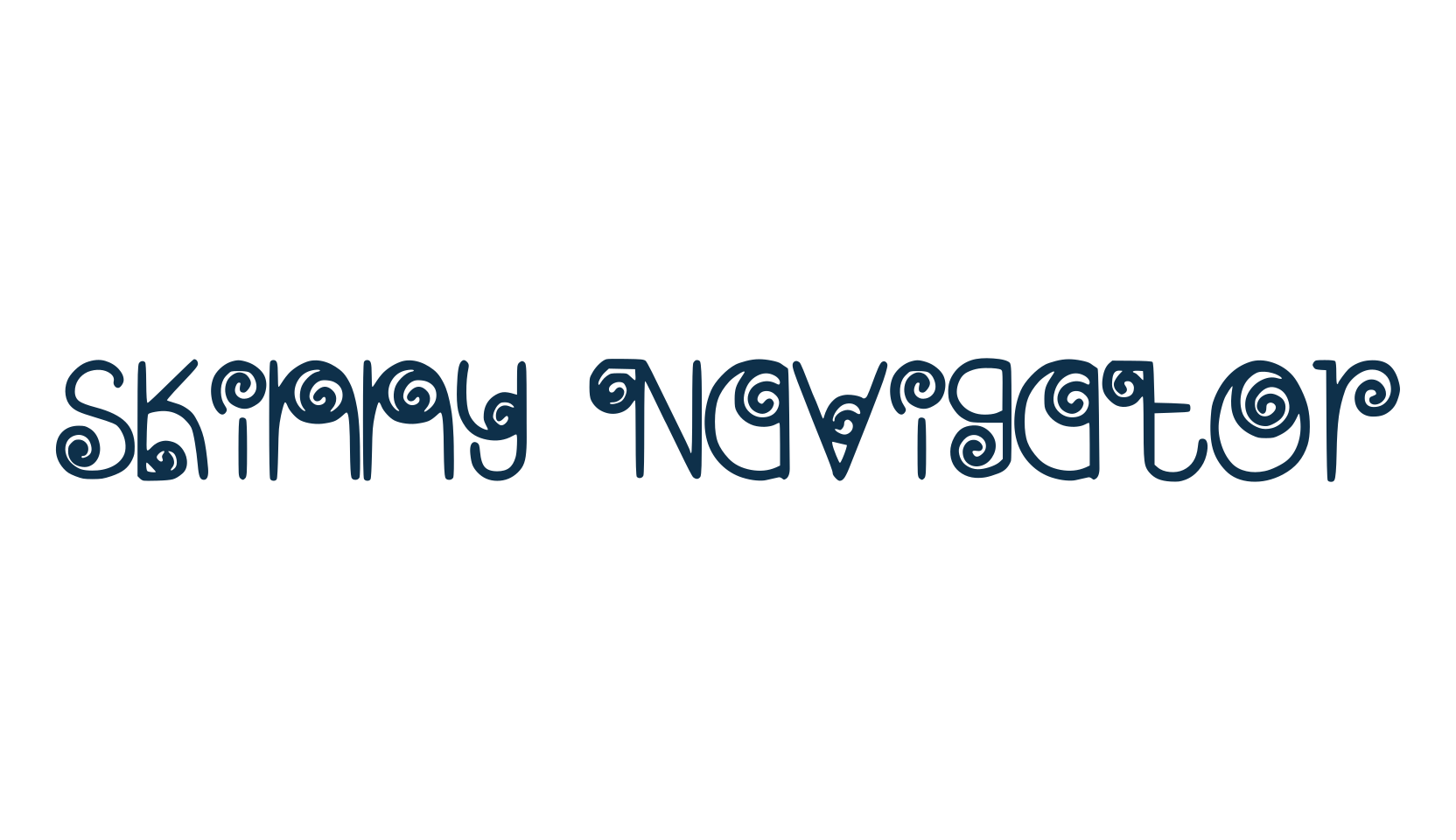 Skinny Navigator, curly font preview