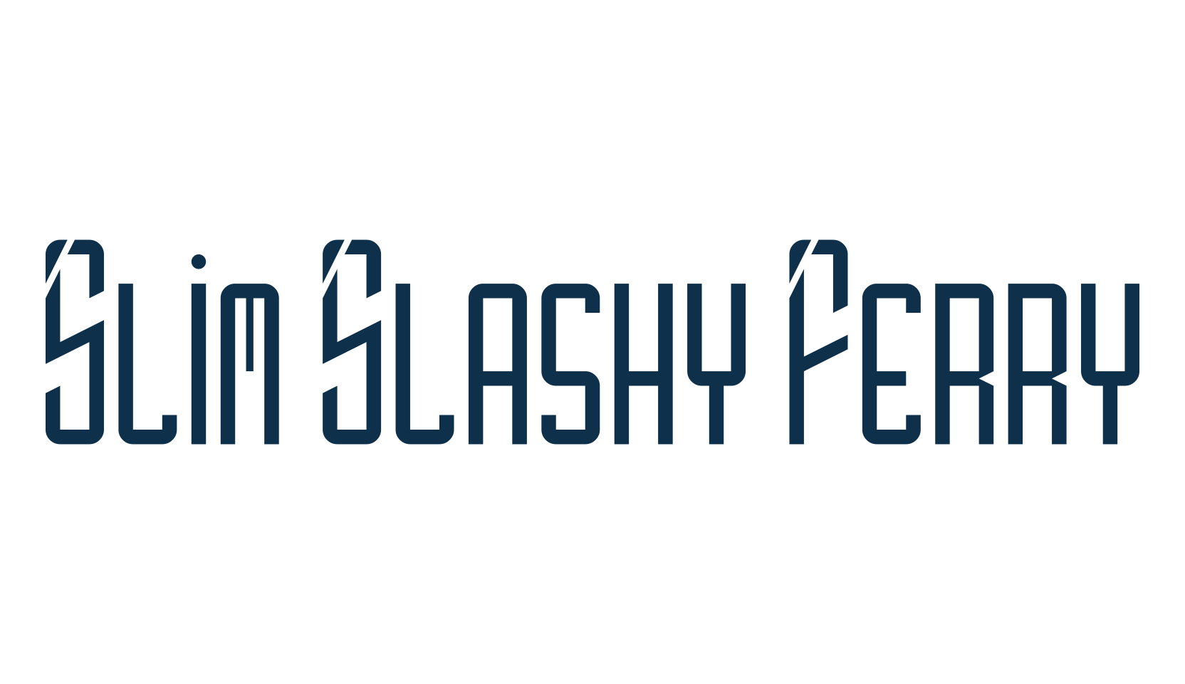 Slim Slashy Ferry, fancy various techno sci-fi font preview