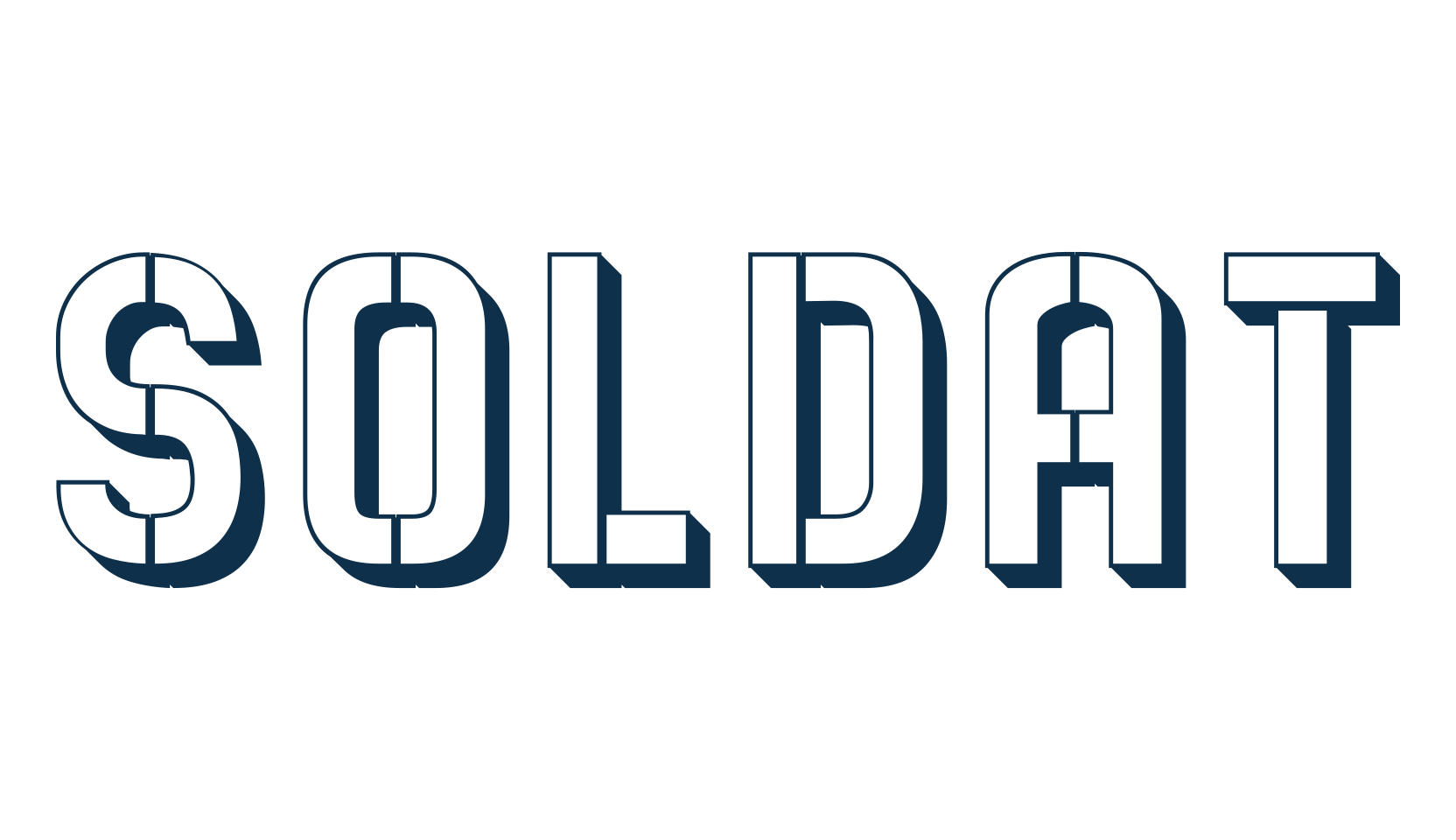 Soldat, fancy stencil, army decorative font preview