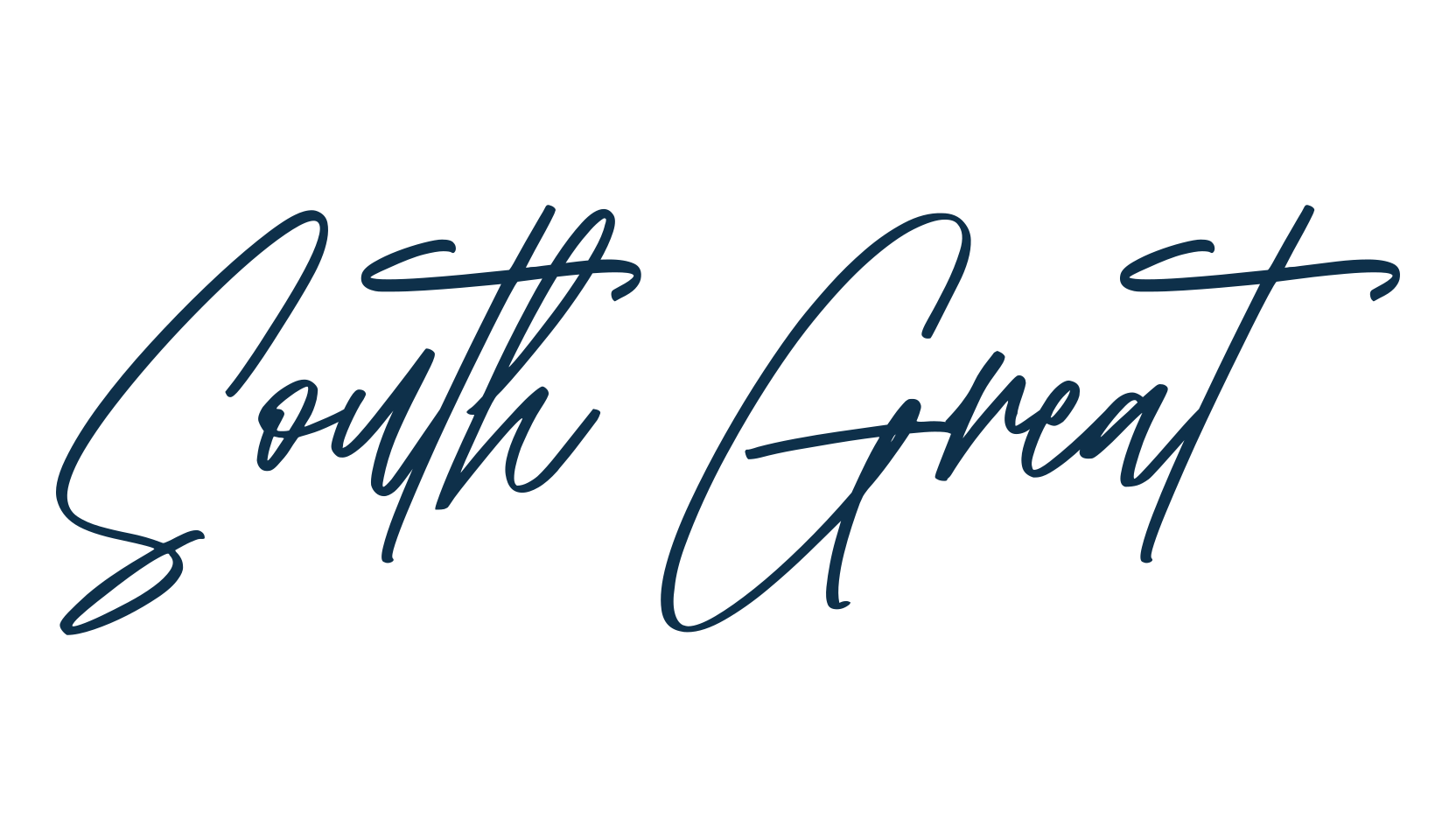 South Great, script handwritten fancy decorative calligraphy font preview