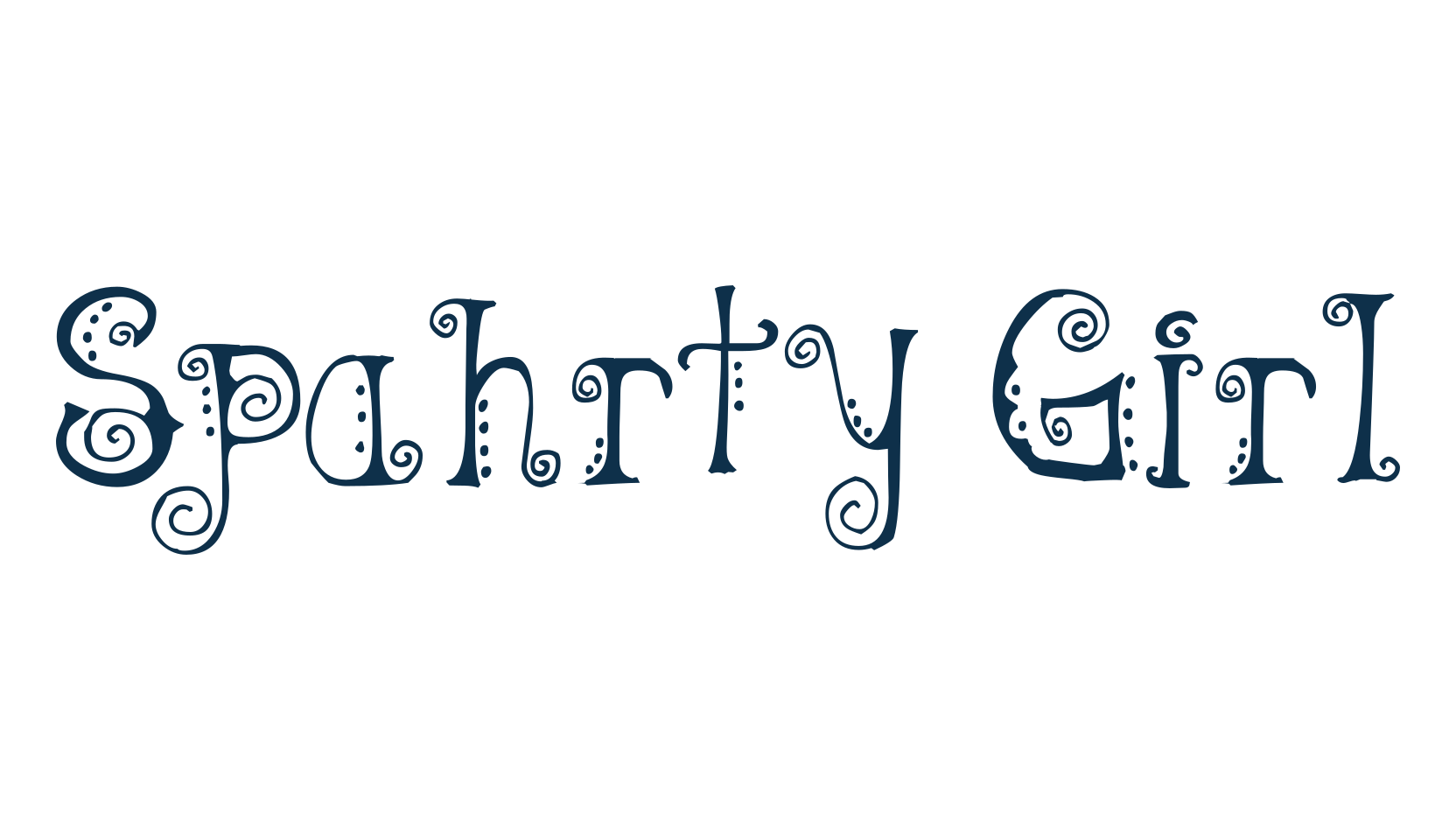 Spahrty Girl, fancy curly decorative font preview