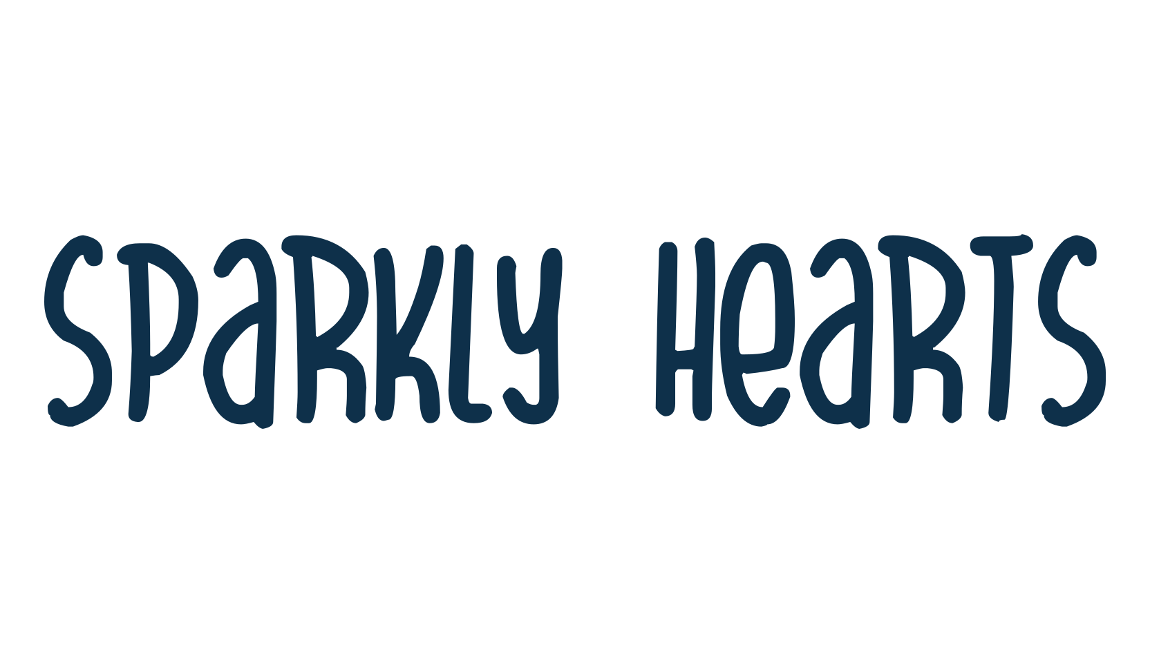 Sparkly Hearts, handwriting font preview
