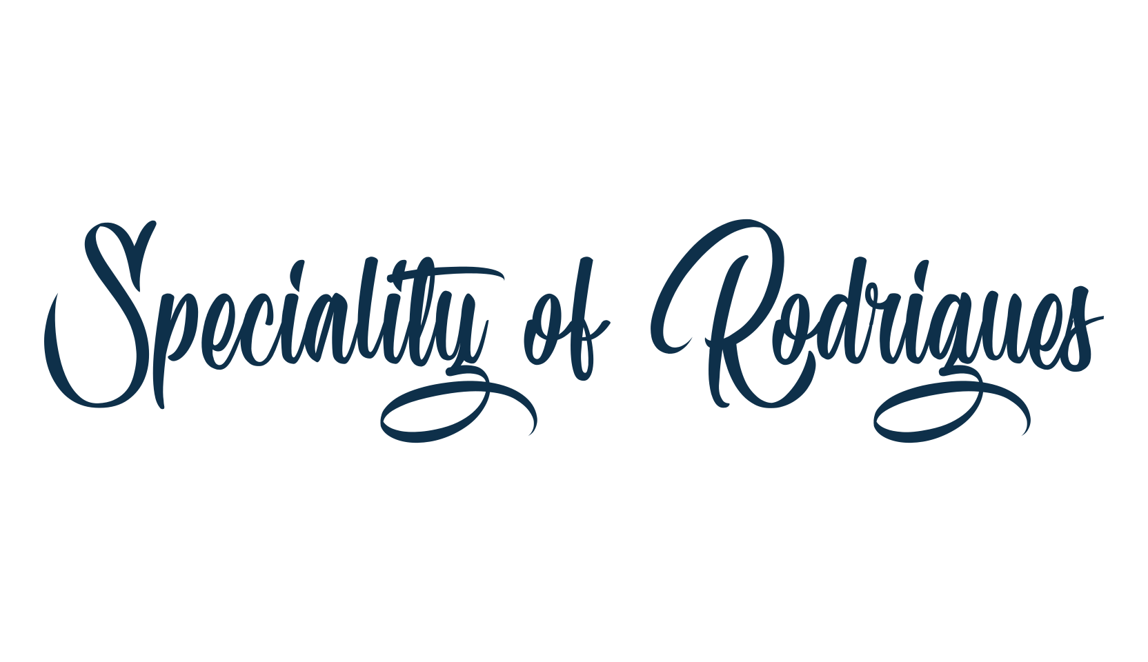 Speciality of Rodrigues, calligraphy font preview