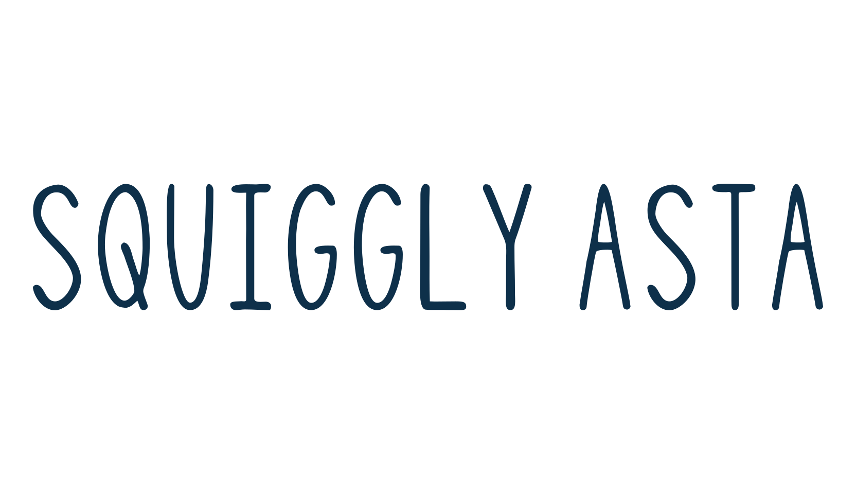 Squiggly Asta, script handwritten fancy decorative calligraphy font preview