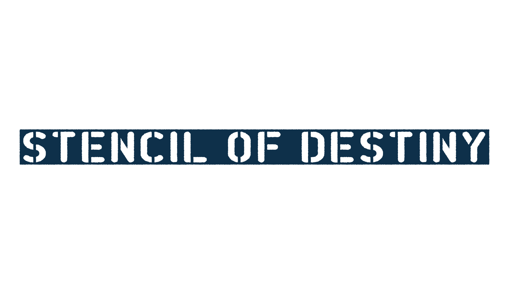 Stencil of Destiny, fancy stencil, army decorative font preview
