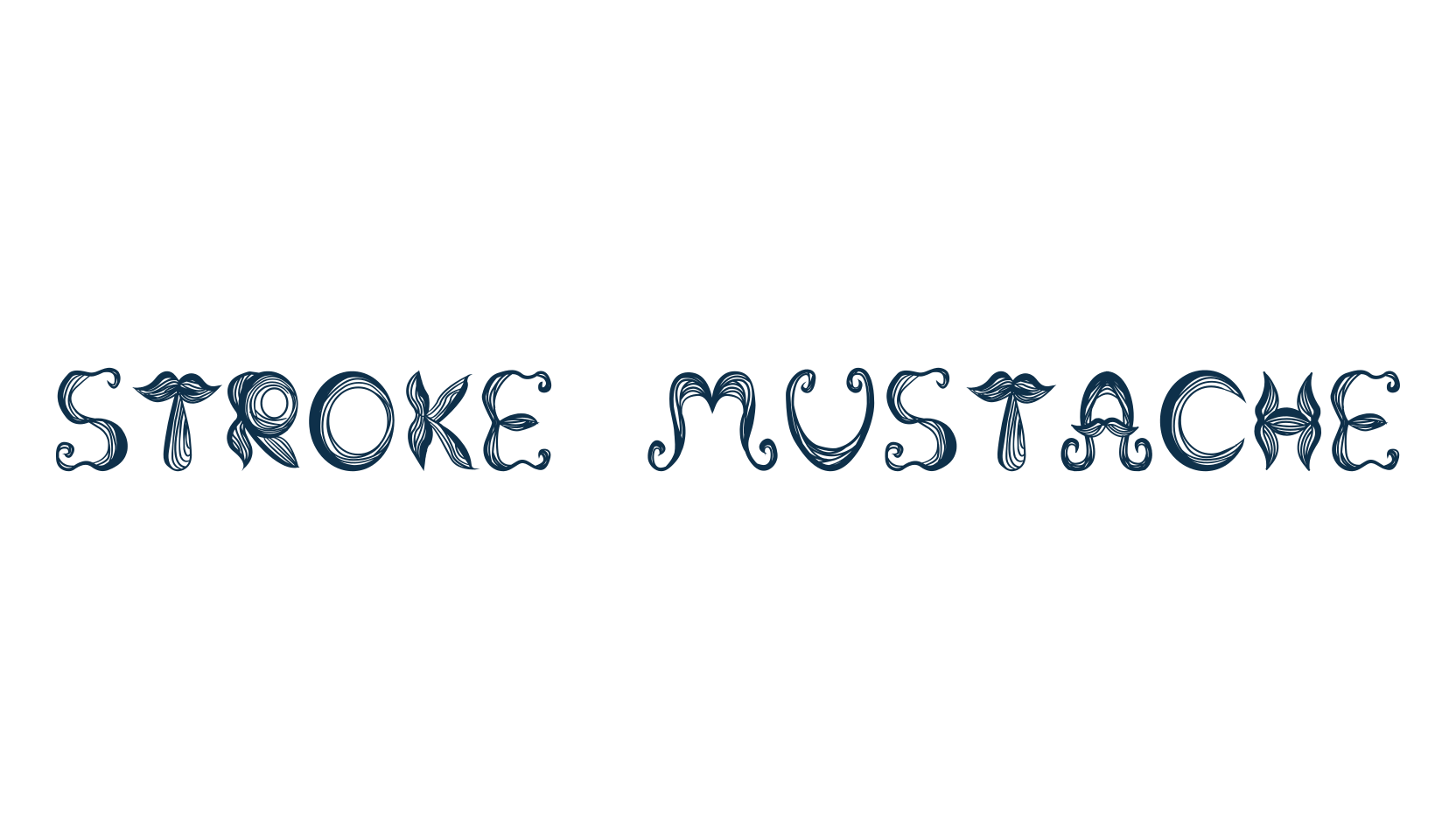 Stroke Mustache, decorative font preview