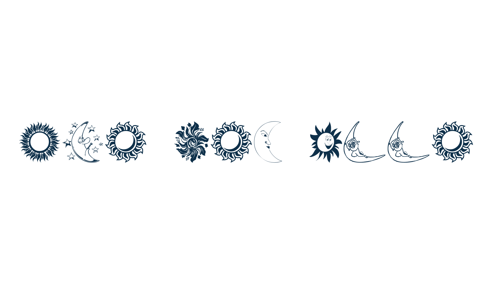 Sun and Moon, fancy decorative font preview