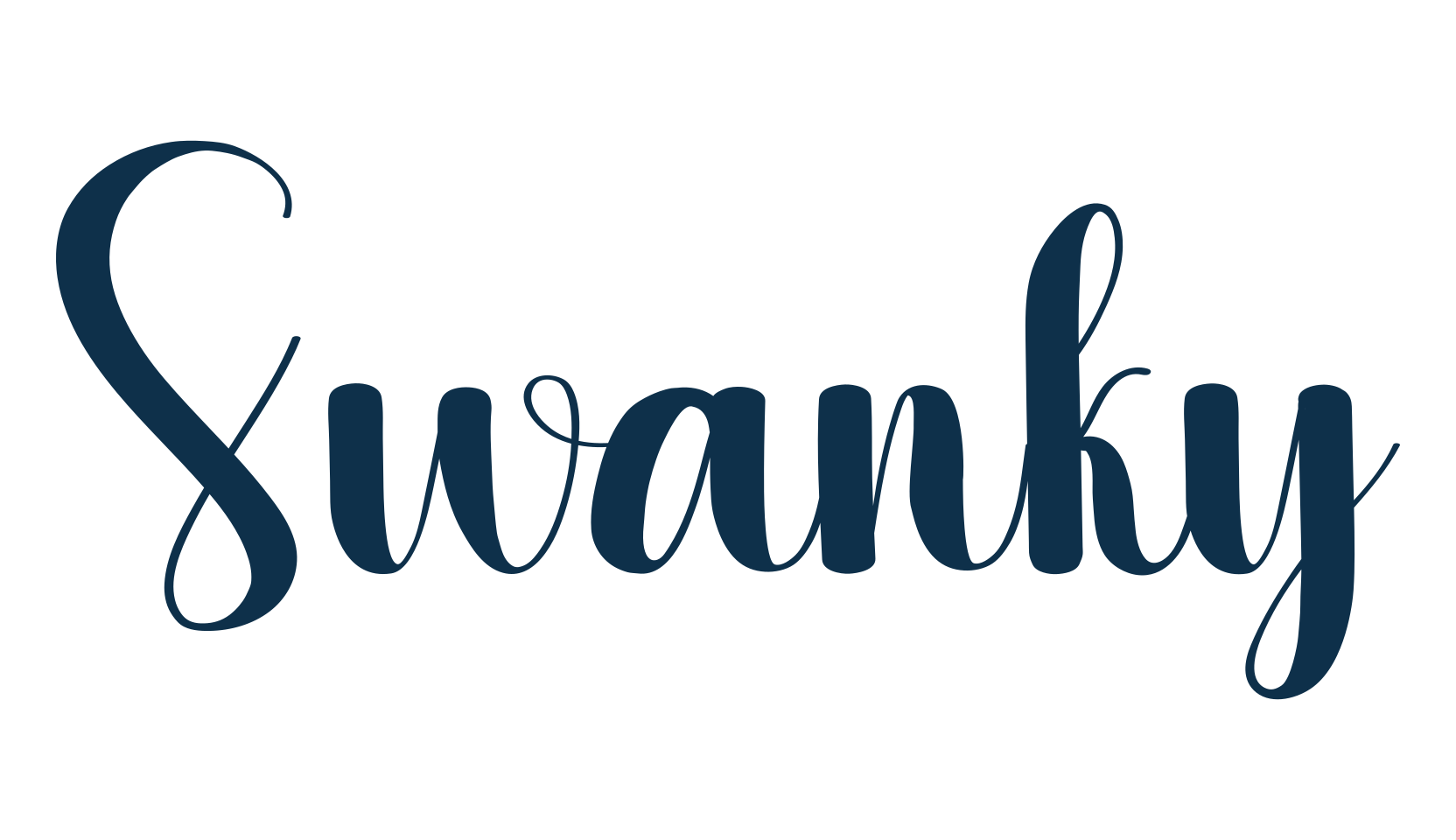 Swanky, script handwritten fancy decorative calligraphy font preview